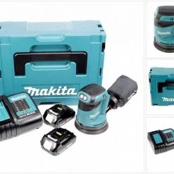 Makita Exzenterschleifer »Makita DBO 180 SAJ Akku Exzenterschleifer 18 V 125 mm + 2x Akku 2,0 Ah + Ladegerät + Makpac«