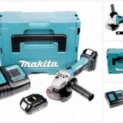 Makita Winkelschleifer »Makita DGA 452 SAJ Akku Winkelschleifer 18 V 115 mm + 2x Akku 2,0 Ah + Ladegerät + Makpac«