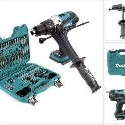 Makita Schlagbohrmaschine »Makita DHP 458Z Akku Schlagbohrschrauber 18V 91Nm + 100 tlg. Bit & Bohrer Steckschlüssel Set«