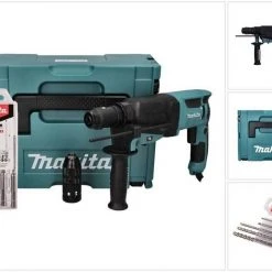 Makita Schlagbohrmaschine »Makita HR 2630 TJ Kombihammer 800 W 2,4 J SDS Plus + Schnellspannfutter + 5 tlg. Bohrer Set + Makpac«