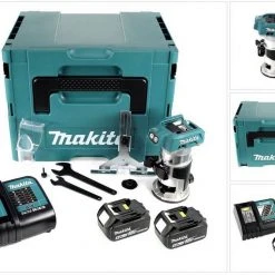 Makita Oberfräse »Makita DRT 50 RTJ Akku Multifunktionsfräse 18V Brushless + 2x Akku 5,0Ah + Ladegerät + Makpac«