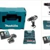Makita Schlagbohrmaschine »Makita DHP 482 W RTJ - 18 V Li-Ion Akku Schlagbohrschrauber im Makpac + 2x 5,0Ah Akku + Schnellladegerät + Makita B-53811 Bit & Bohrer-Set 100-teilig«