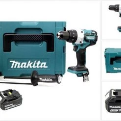 Makita Schlagbohrmaschine »Makita DHP 481 T1J 18V Akku Schlagbohrschrauber Brushless 115 Nm im Makpac + 1 x BL1850 5,0 Ah Akku - ohne Ladegerät«
