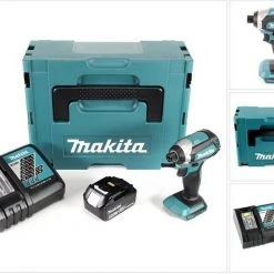 Makita Akku-Schlagschrauber »Makita DTD 153 RT1J 18 V Akku Brushless Schlagschrauber im Makpac + 1x BL 1850 B 5,0 Ah Li-Ion Akku + 1x DC 18 RC Ladegerät«