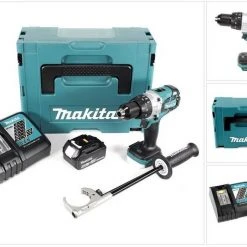 Makita Schlagbohrmaschine »Makita DHP 481 RT1J 18V Akku Schlagbohrschrauber Brushless 115 Nm im Makpac mit 1x 5Ah Li-Ion Akku und Ladegerät«