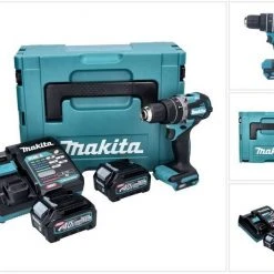 Makita Schlagbohrmaschine »Makita HP 002 GD201 Akku Schlagbohrschrauber 40 V 64 Nm Brushless + 2x Akku 2,5 Ah + Ladegerät + Makpac«