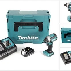 Makita Akku-Schlagschrauber »Makita DTD 153 RA1J Akku Schlagschrauber 18 V 170 Nm 1/4" Brushless + 1x Akku 2,0 Ah + Ladegerät + Makpac«