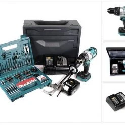 Makita Schlagbohrmaschine »Makita DHP 481 STX Akku Schlagbohrschrauber Brushless 18V 115 Nm + 1x Akku 5,0Ah + Ladegerät + 100tlg. Bit Bohrer Set + Makbox«