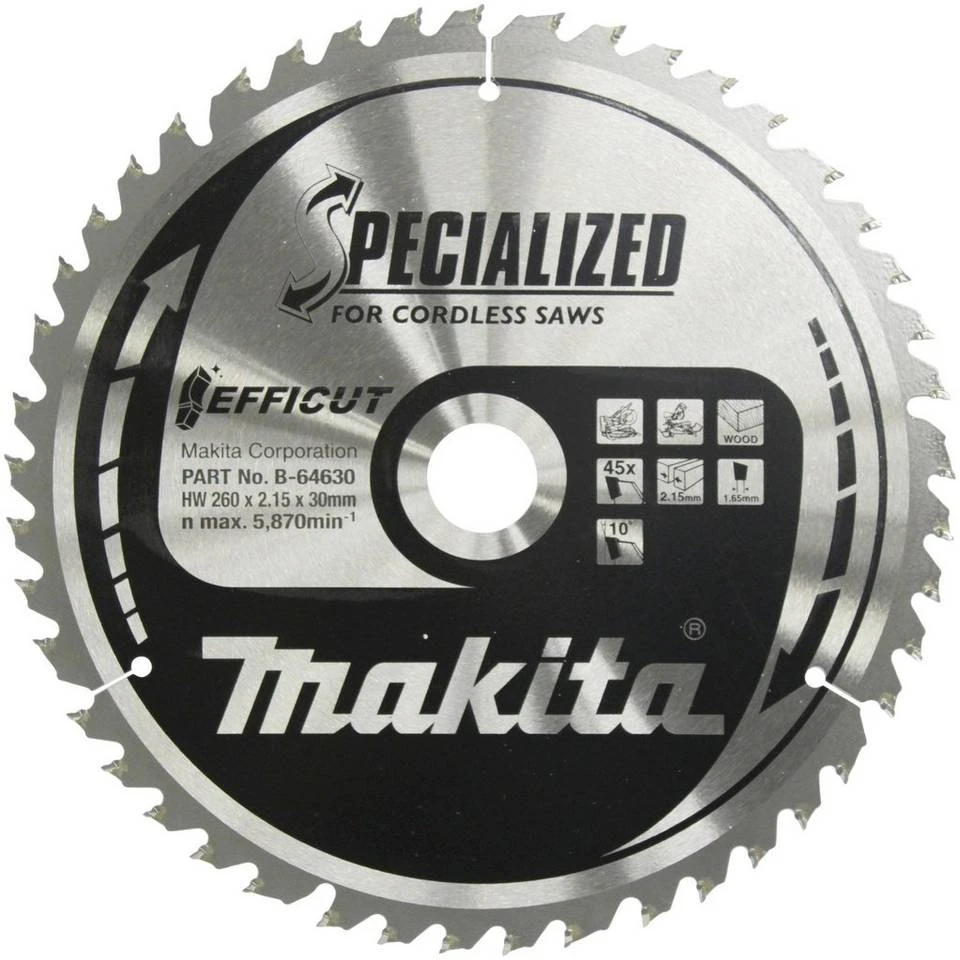 Makita Sägeblatt »45Z EFFICUT«, Schneidbreite: 2,15 mm, Bohrung: 30 mm 3 Makita Sägeblatt »45Z EFFICUT«, Schneidbreite: 2,15 mm, Bohrung: 30 mm