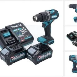 Makita Schlagbohrmaschine »Makita HP 002 GM201 Akku Schlagbohrschrauber 40 V 64 Nm Brushless + 2x Akku 4,0 Ah + Ladegerät«