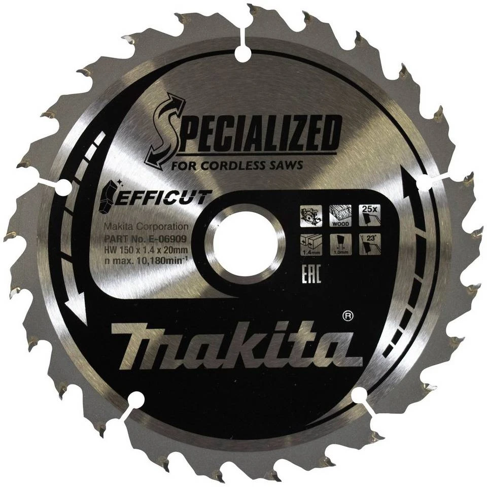 Makita Sägeblatt »25Z EFFICUT«, Schneidbreite: 1,40 mm, Bohrung: 20 mm 3 Makita Sägeblatt »25Z EFFICUT«, Schneidbreite: 1,40 mm, Bohrung: 20 mm