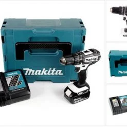 Makita Schlagbohrmaschine »Makita DHP 482 RT1J W Akku Schlagbohrschrauber 18V 62Nm + 1x Akku 5,0Ah + Ladegerät im Makpac 2«