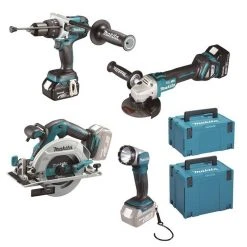 Makita Werkzeugset »DLX4106TJ - Akku-Spezialset - DGA513Z + DHP481Z + DHS680Z - blau/schwarz«