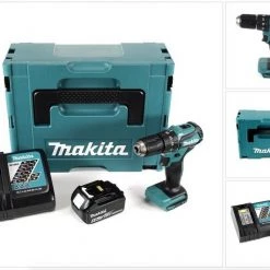 Makita Schlagbohrmaschine »Makita DHP 483 RT1J Akku Schlagbohrschrauber 18V 40Nm im Makpac + 1x 5,0 Ah Akku +Ladegerät«
