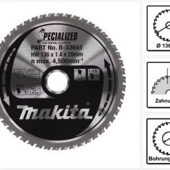 Makita Kreissägeblatt »Makita SPECIALIZED Kreissägeblatt für Metall 136 x 20 x 1,4 mm 50 Zähne (B-33641)«