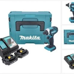 Makita Akku-Schlagschrauber »Makita DTD 152 RAJ Akku Schlagschrauber 18 V 165 Nm 1/4" + 2x Akku 2,0 Ah + Ladegerät + Makpac«