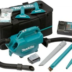Makita Akku-Hand-und Stielstaubsauger CL121DSA, 28 Watt, mit Beutel, Fahrzeugreinigung, 46 mbar mit Akku 12V und Ladegerät