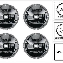 Makita Kreissägeblatt »Makita CMSXF305100G SPECIALIZED EFFICUT Sägeblatt 305 x 2,15 x 30 mm 4 Stk. (4x B-67321) 100 Zähne für Holz«